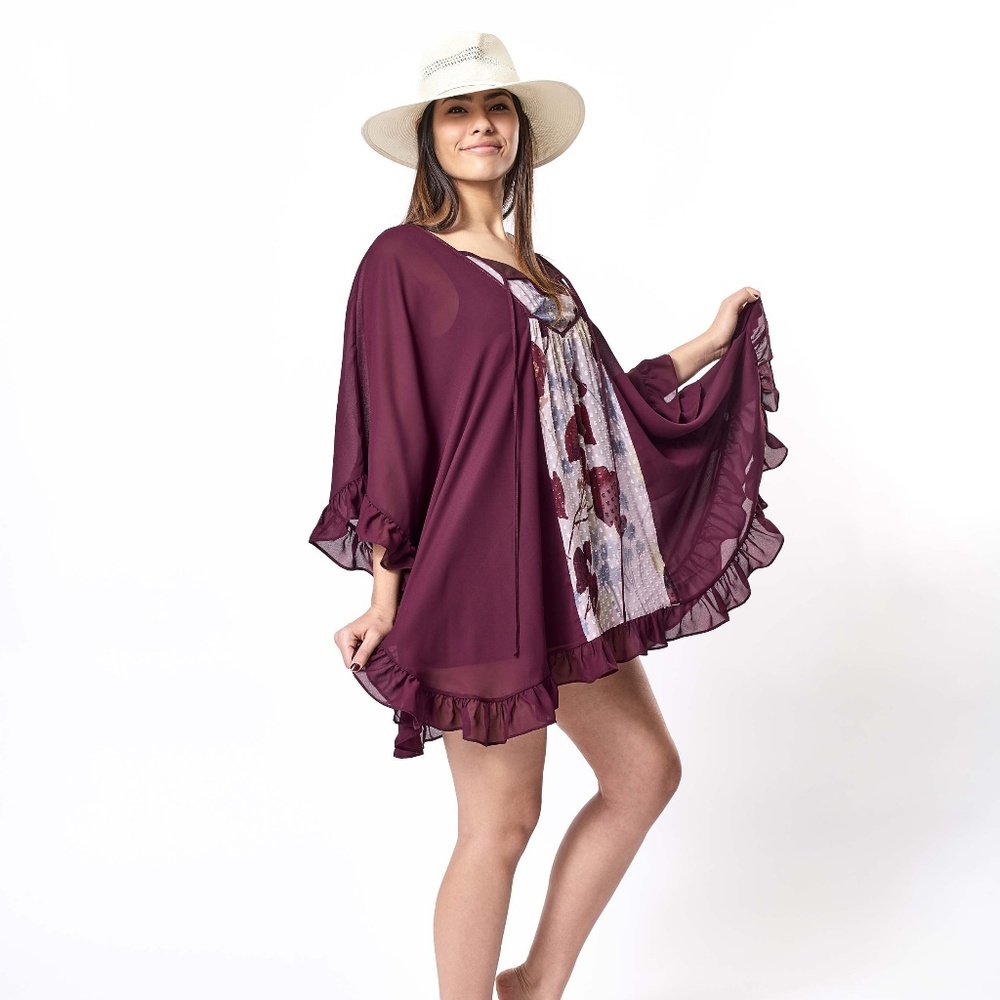 Kristen Bellamy Sangria Bloom Short Kaftan
